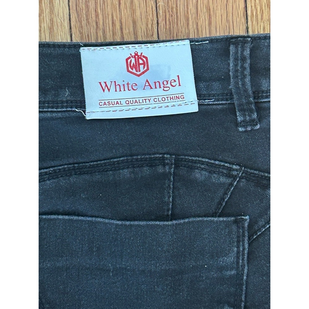 White Angel Women's Black Denim Shorts Size 18 Stretchy Casual - Picture 3 of 4